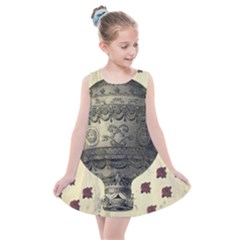 Vintage Air Balloon With Roses Kids  Summer Dress