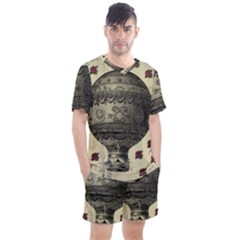 Vintage Air Balloon With Roses Men s Mesh Tee and Shorts Set