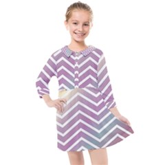 Ombre Zigzag 01 Kids  Quarter Sleeve Shirt Dress