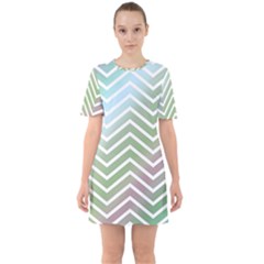 Ombre Zigzag 02 Sixties Short Sleeve Mini Dress