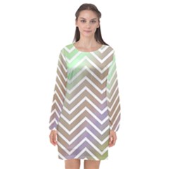 Ombre Zigzag 03 Long Sleeve Chiffon Shift Dress  by snowwhitegirl