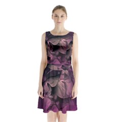 Wonderful Flower In Ultra Violet Colors Sleeveless Waist Tie Chiffon Dress by FantasyWorld7