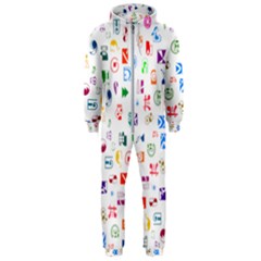 Colorful Abstract Symbols Hooded Jumpsuit (men)  by FunnyCow