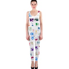 Colorful Abstract Symbols One Piece Catsuit by FunnyCow