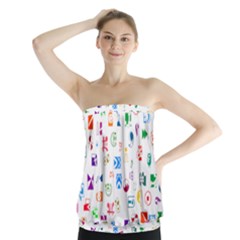 Colorful Abstract Symbols Strapless Top