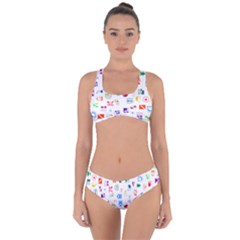 Colorful Abstract Symbols Criss Cross Bikini Set by FunnyCow