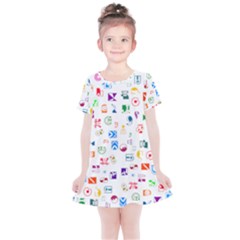 Colorful Abstract Symbols Kids  Simple Cotton Dress by FunnyCow