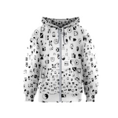 Black Abstract Symbols Kids  Zipper Hoodie by FunnyCow
