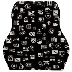 White On Black Abstract Symbols Car Seat Velour Cushion  by FunnyCow
