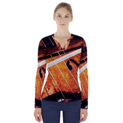 Cello Performs Classic Music V-neck Long Sleeve Top by FunnyCow