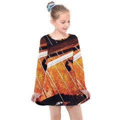 Cello Performs Classic Music Kids  Long Sleeve Dress by FunnyCow