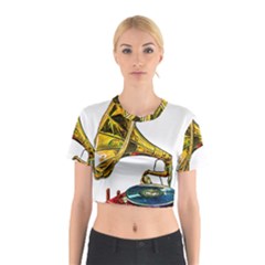 Vintage Gramophone Cotton Crop Top by FunnyCow