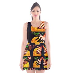 Drum Beat Collage Scoop Neck Skater Dress