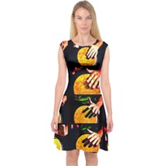 Drum Beat Collage Capsleeve Midi Dress by FunnyCow