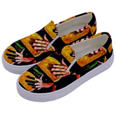 Drum Beat Collage Kids  Canvas Slip Ons by FunnyCow