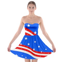 Bright American Flag Strapless Bra Top Dress by lwdstudio