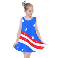 Bright American Flag Kids  Summer Dress by lwdstudio