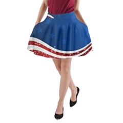 Dark American Flag A-line Pocket Skirt by lwdstudio