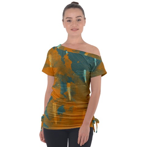 Dragonfly Off Shoulder Tie-up Tee by TrueAwesome