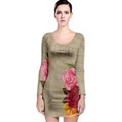 Flower 1646069 1920 Long Sleeve Bodycon Dress by vintage2030