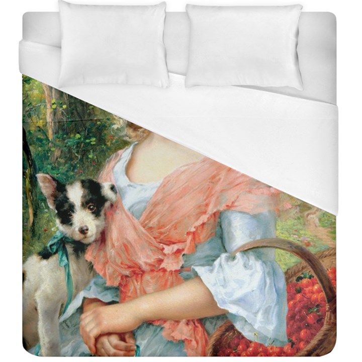 Girl With Dog Duvet Cover (King Size)