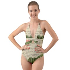 Flowers 1776422 1920 Halter Cut-out One Piece Swimsuit by vintage2030