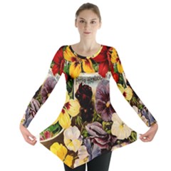 Flowers 1776534 1920 Long Sleeve Tunic  by vintage2030