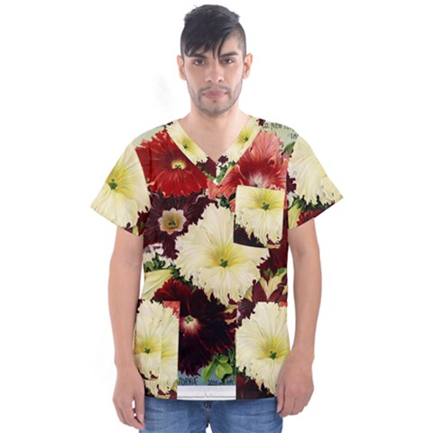 Flowers 1776585 1920 Men s V-neck Scrub Top by vintage2030