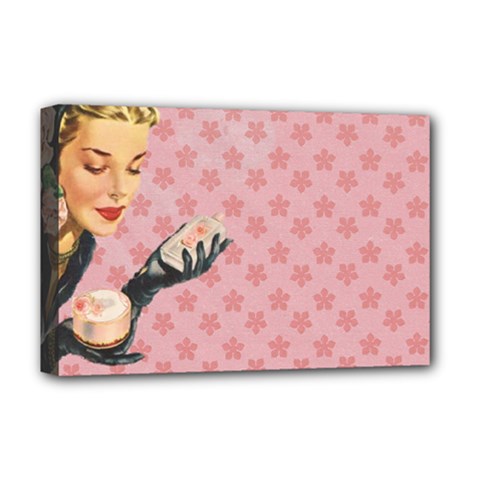 Vintage Lady Deluxe Canvas 18  X 12  (stretched) by vintage2030