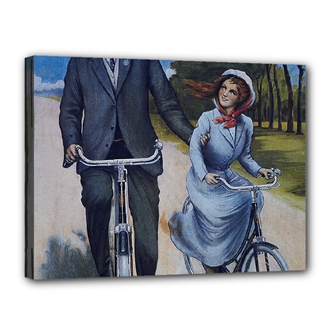 Couple On Bicycle Canvas 16  x 12  (Stretched)