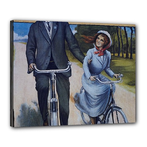 Couple On Bicycle Canvas 20  x 16  (Stretched)