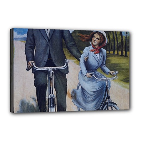 Couple On Bicycle Canvas 18  x 12  (Stretched)