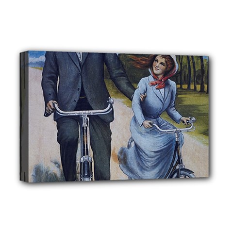 Couple On Bicycle Deluxe Canvas 18  x 12  (Stretched)