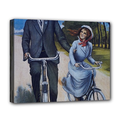 Couple On Bicycle Deluxe Canvas 20  x 16  (Stretched)