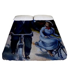 Couple On Bicycle Fitted Sheet (California King Size)