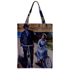 Couple On Bicycle Zipper Classic Tote Bag