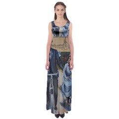 Couple On Bicycle Empire Waist Maxi Dress