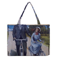 Couple On Bicycle Zipper Medium Tote Bag