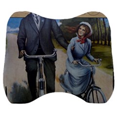 Couple On Bicycle Velour Head Support Cushion