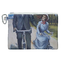 Couple On Bicycle Canvas Cosmetic Bag (XL)