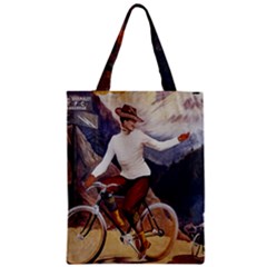 Woman On Bicycle Zipper Classic Tote Bag by vintage2030