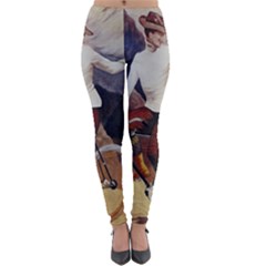 Woman On Bicycle Lightweight Velour Leggings by vintage2030