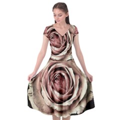 Vintage Rose Cap Sleeve Wrap Front Dress by vintage2030