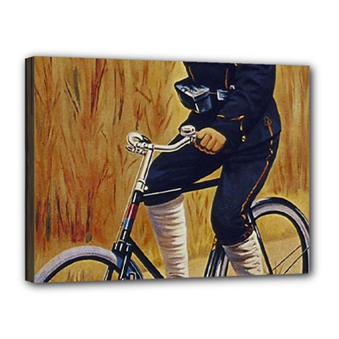 Policeman On Bicycle Canvas 16  X 12  (stretched) by vintage2030