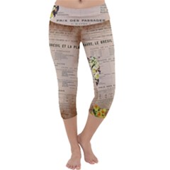 Letter Floral Capri Yoga Leggings by vintage2030