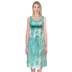 Splash Teal Midi Sleeveless Dress