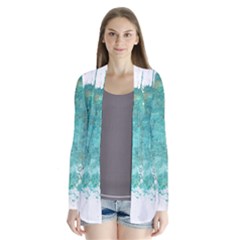 Splash Teal Drape Collar Cardigan