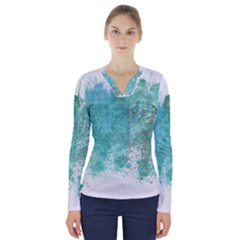 Splash Teal V-Neck Long Sleeve Top