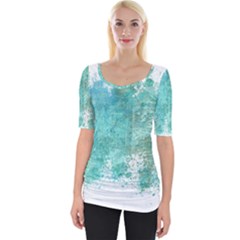 Splash Teal Wide Neckline Tee