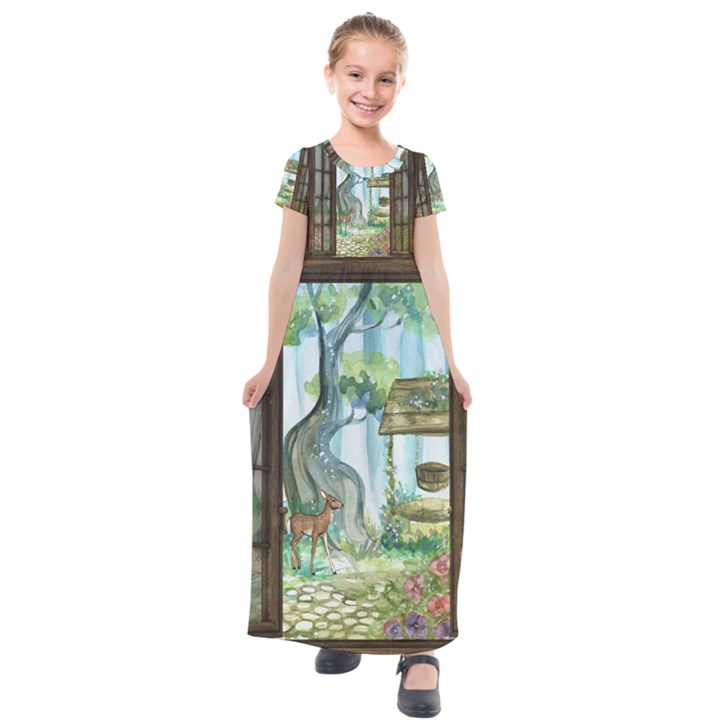 Town 1660349 1280 Kids  Short Sleeve Maxi Dress